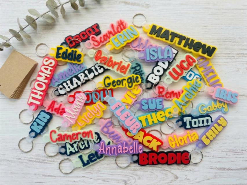 Personalised 3D Printed Dual Colour Name Keyring | Kids School Bag Tag | Teacher Gift