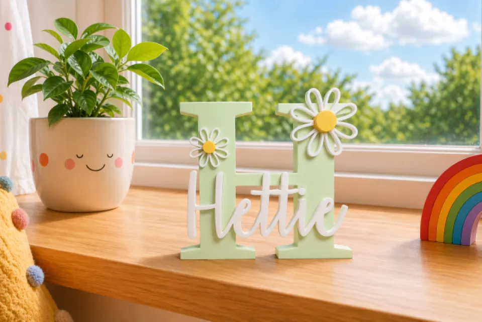Personalised Freestanding Name Letter Sign | 3D Printed Kids Room Decor, Nursery Gift