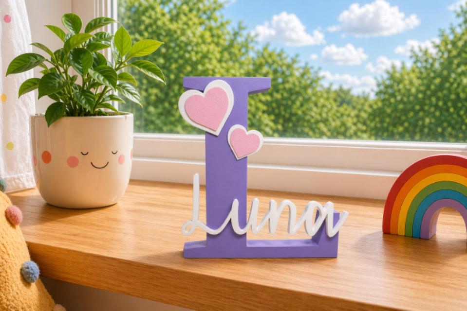 Personalised Freestanding Name Letter Sign | 3D Printed Kids Room Decor, Nursery Gift