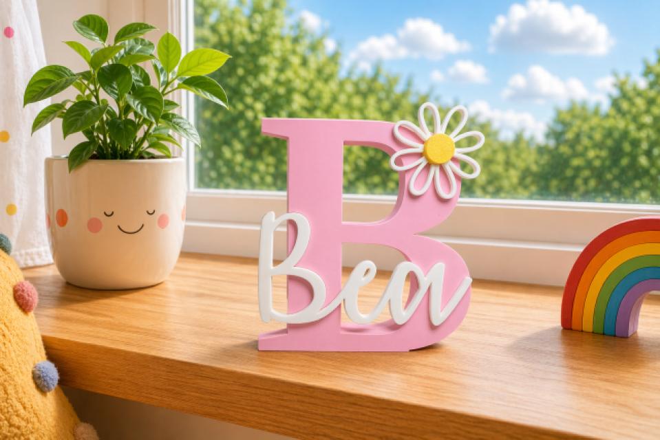 Personalised Freestanding Name Letter Sign | 3D Printed Kids Room Decor, Nursery Gift