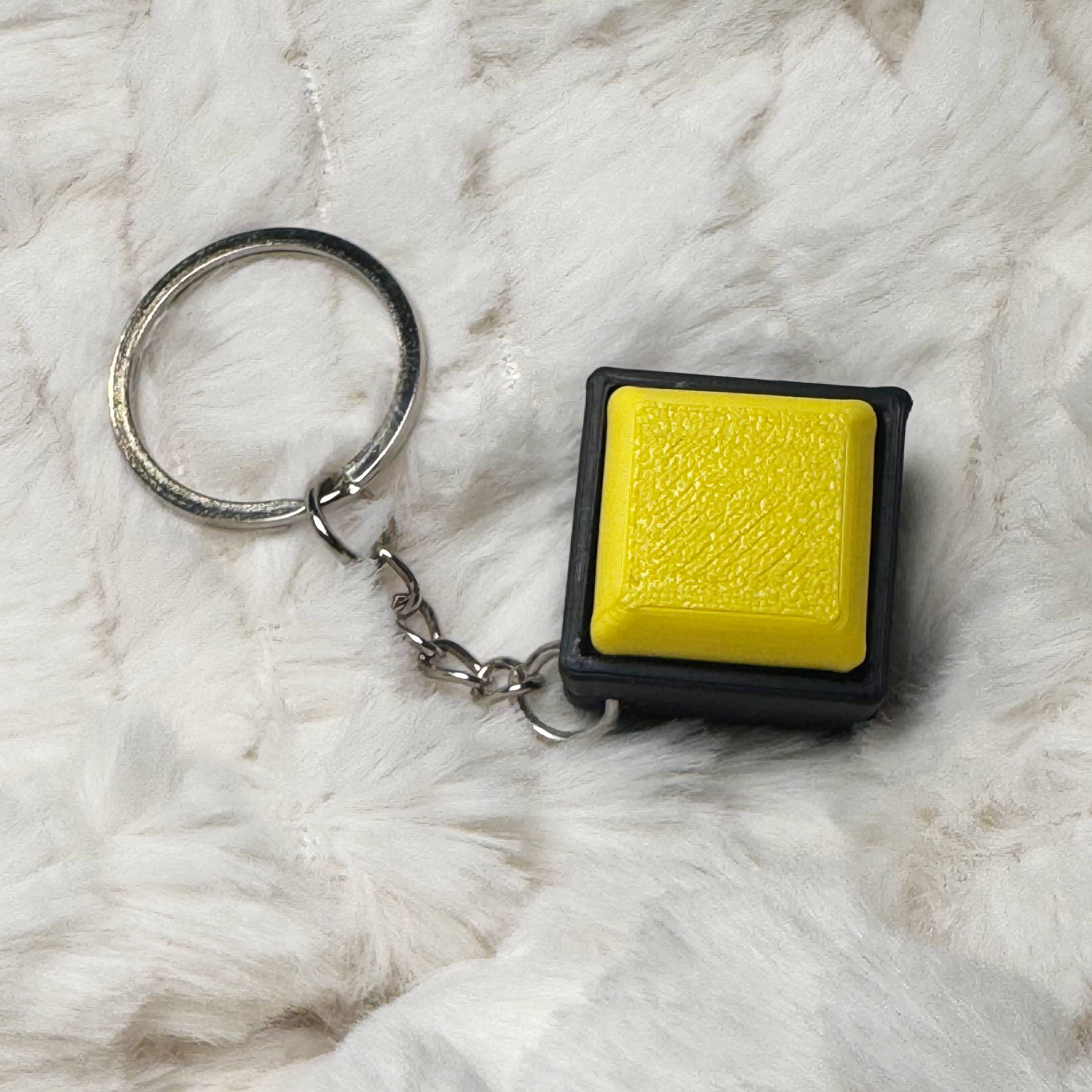1x1 3D Printed Fidget Clicker Keyring Black Base – Mechanical Keyboard Style Stress Toy ASMR - Bright Yellow