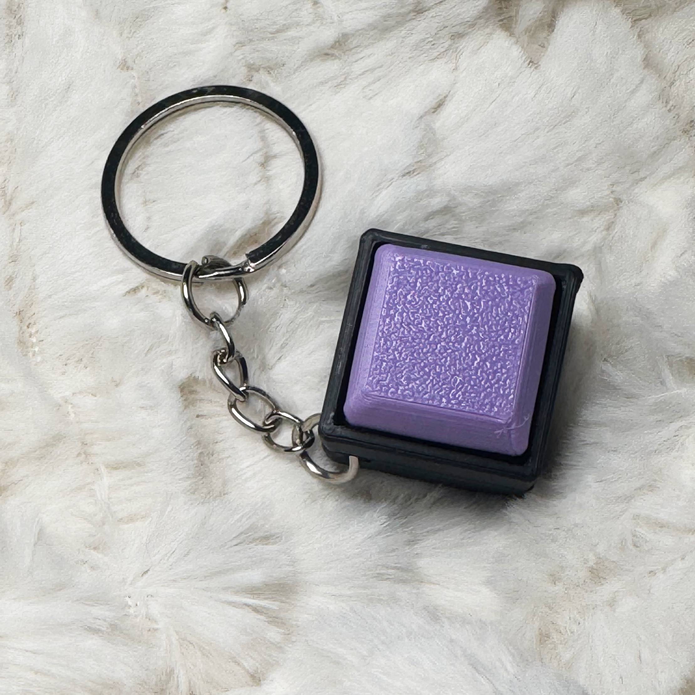 1x1 3D Printed Fidget Clicker Keyring Black Base – Mechanical Keyboard Style Stress Toy ASMR - Lavender Purple