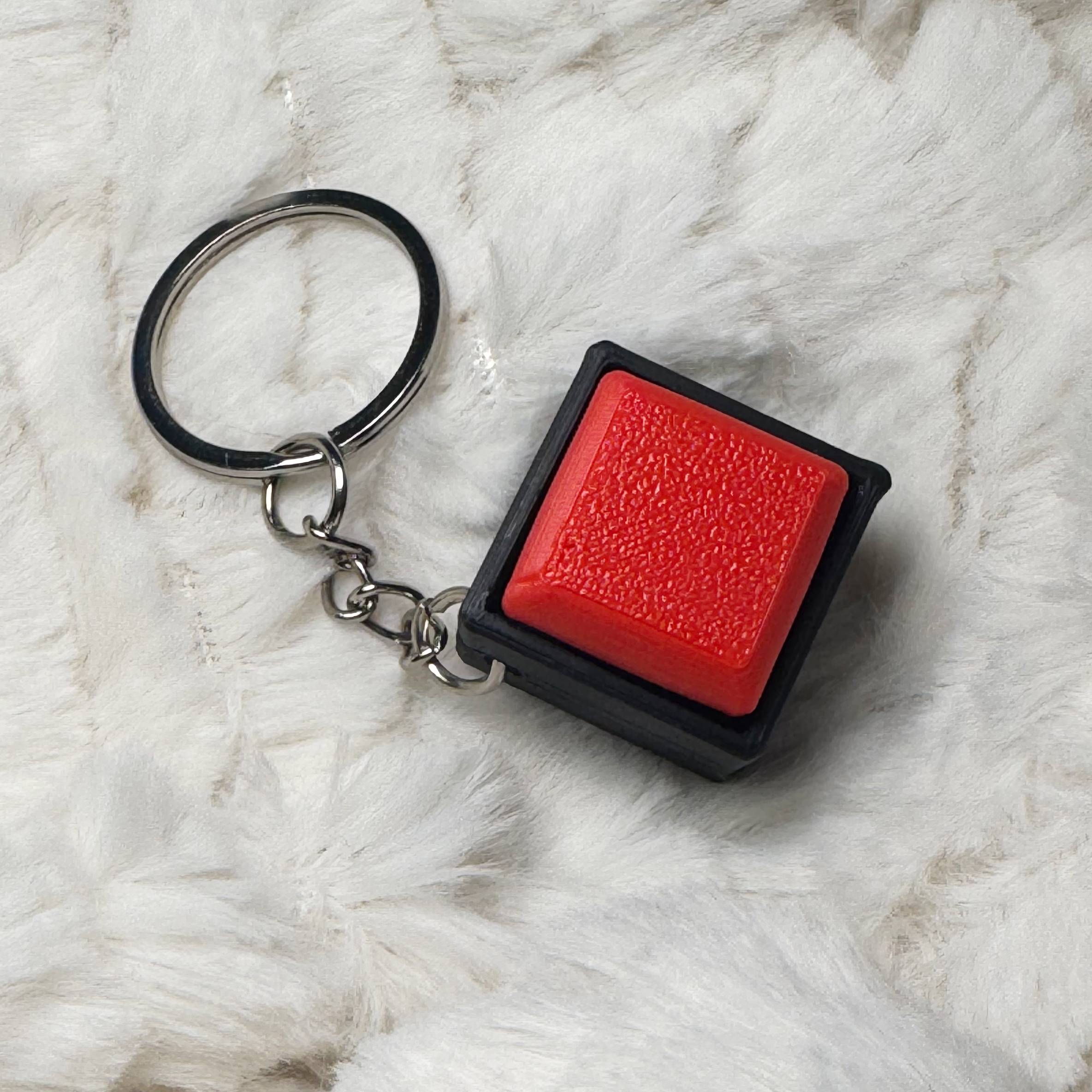 1x1 3D Printed Fidget Clicker Keyring Black Base – Mechanical Keyboard Style Stress Toy ASMR - Red