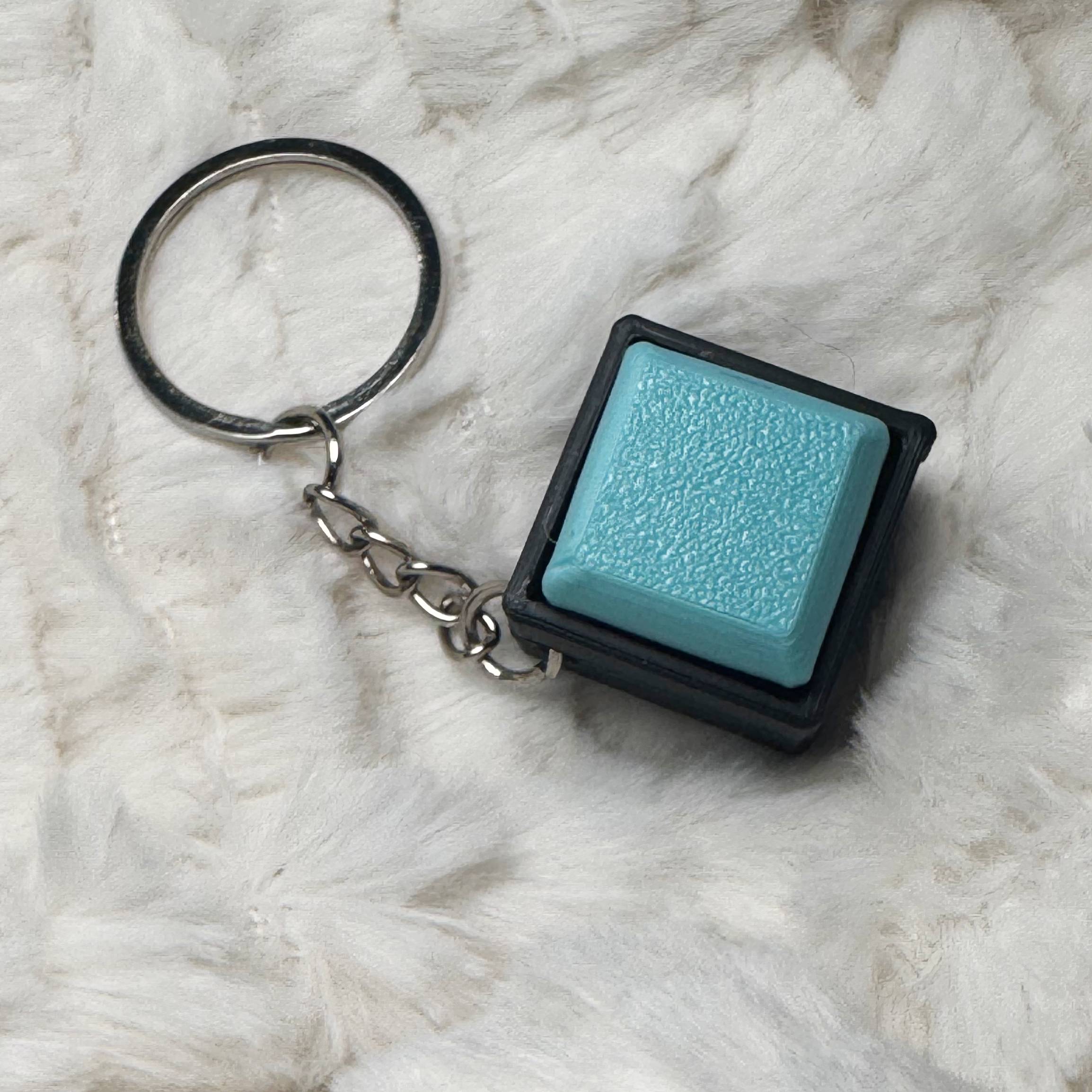 1x1 3D Printed Fidget Clicker Keyring Black Base – Mechanical Keyboard Style Stress Toy ASMR - Teal Green