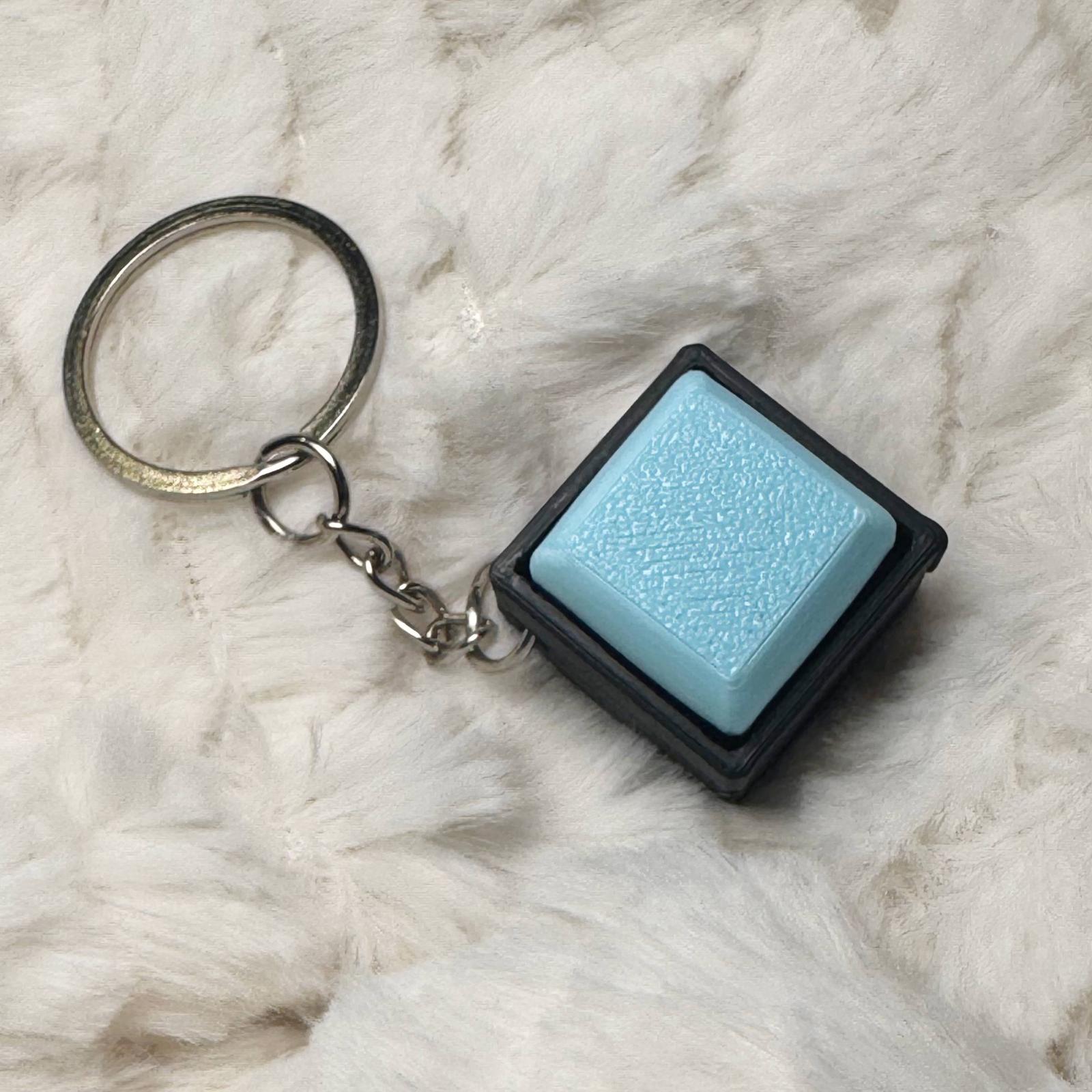 1x1 3D Printed Fidget Clicker Keyring Black Base – Mechanical Keyboard Style Stress Toy ASMR
