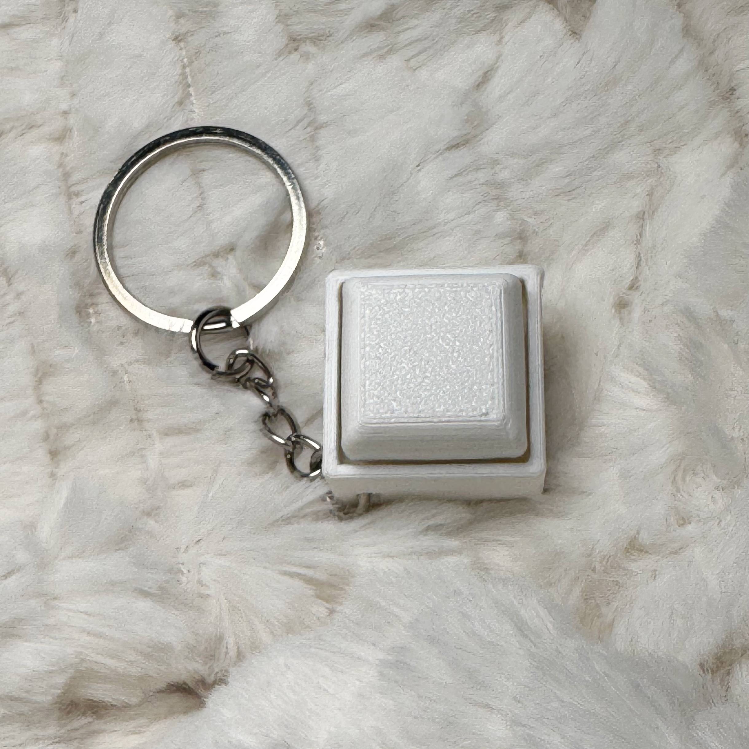 1x1 3D Printed Fidget Clicker Keyring White Base – Mechanical Keyboard Style Stress Toy ASMR - White
