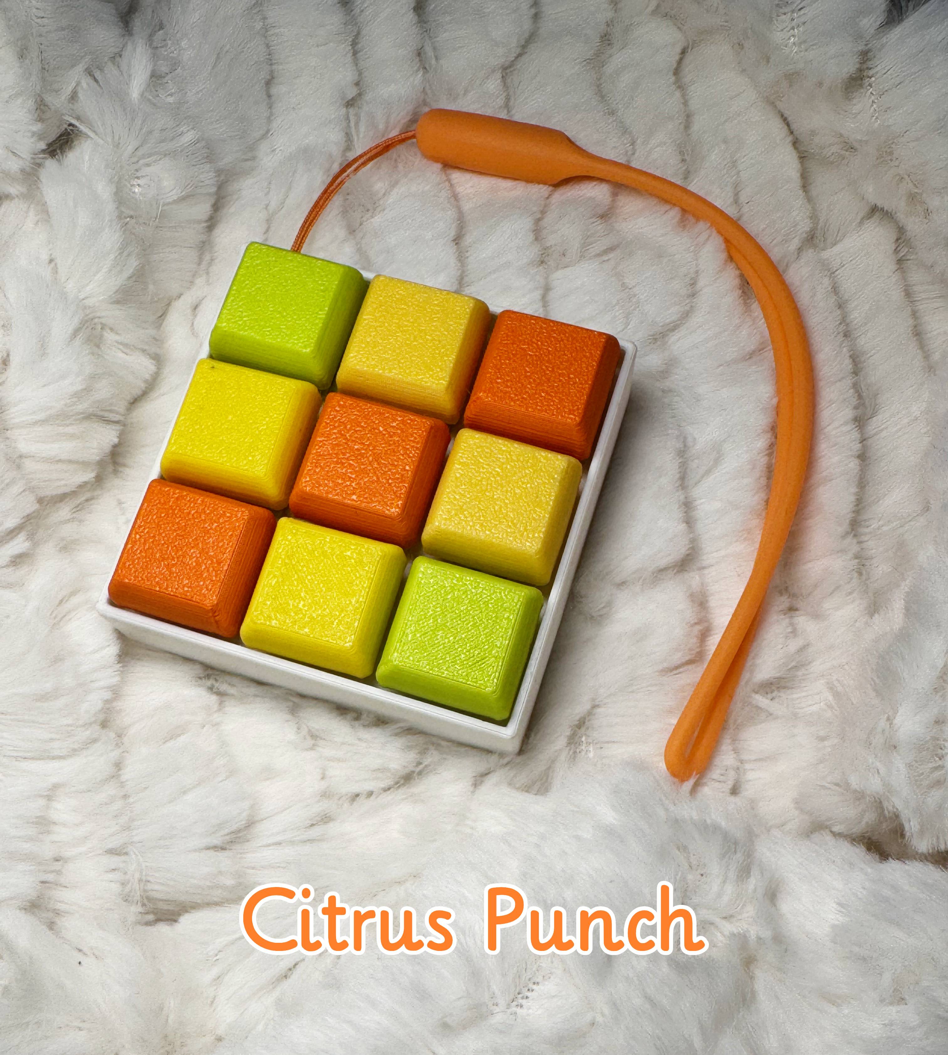 3X3 3D Printed Fidget Clicker – Mechanical Keyboard Style | Stress Relief Fidget Toy ASMR - Citrus Punch