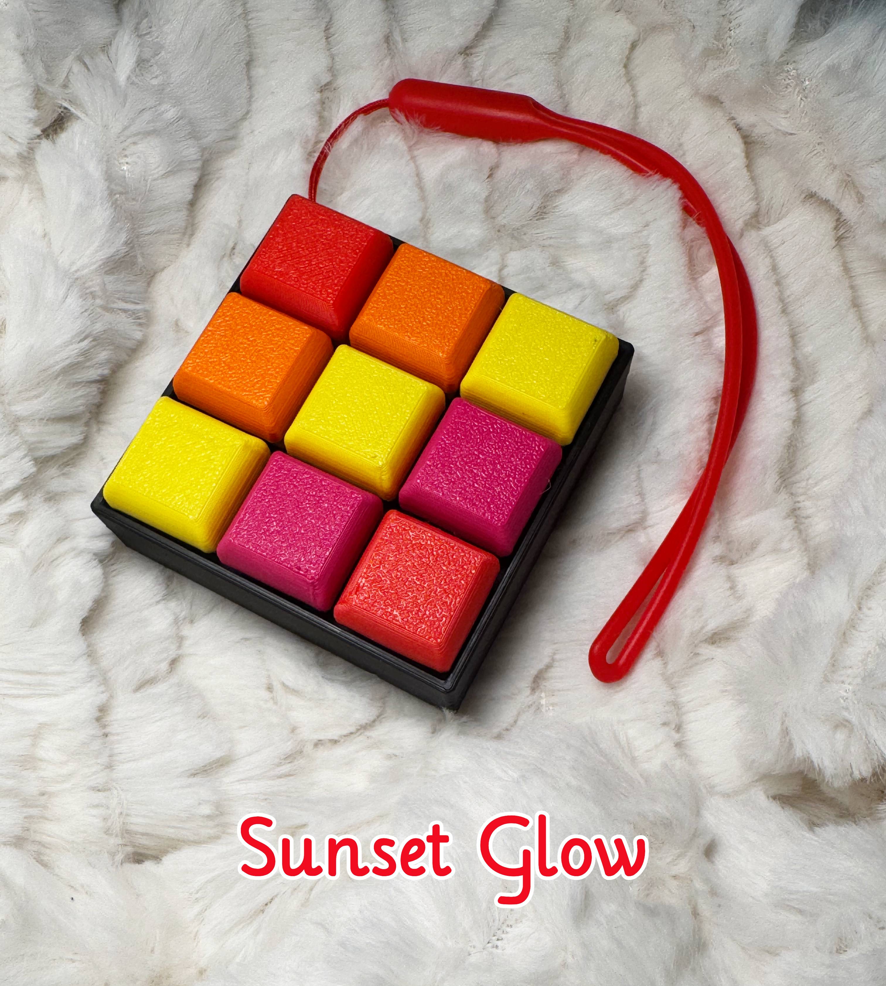 3X3 3D Printed Fidget Clicker – Mechanical Keyboard Style | Stress Relief Fidget Toy ASMR - Sunset Glow