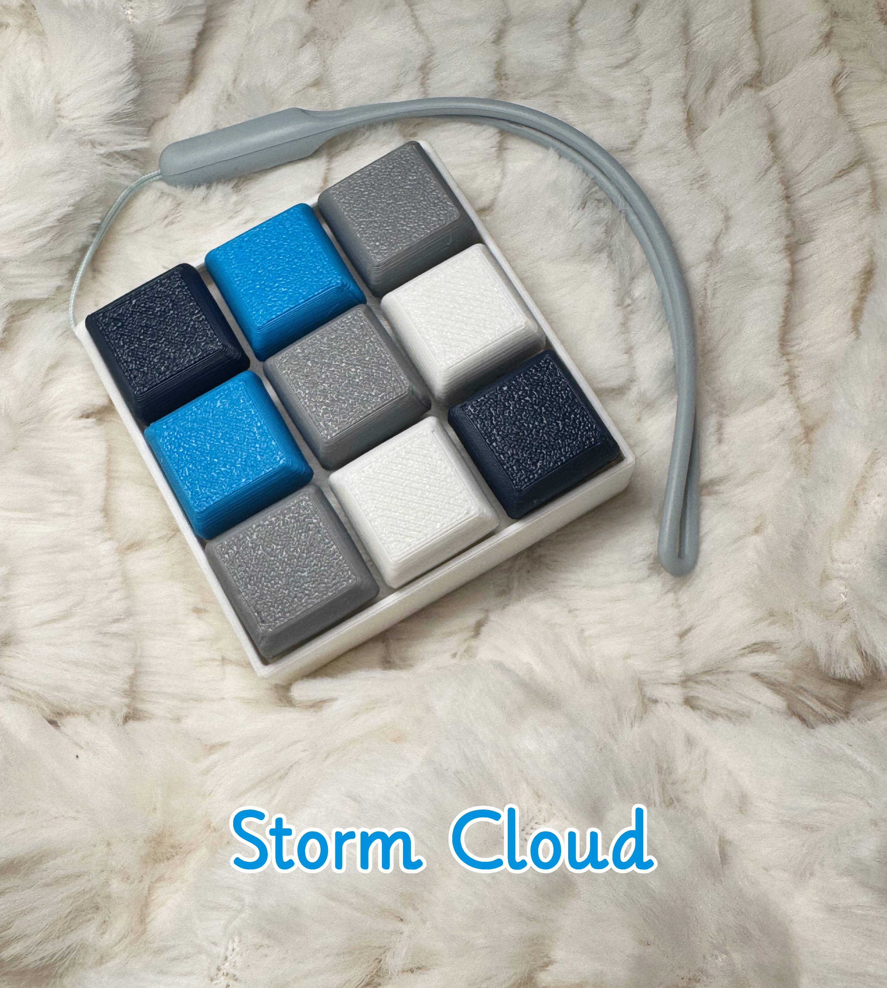 3X3 3D Printed Fidget Clicker – Mechanical Keyboard Style | Stress Relief Fidget Toy ASMR - Storm Cloud